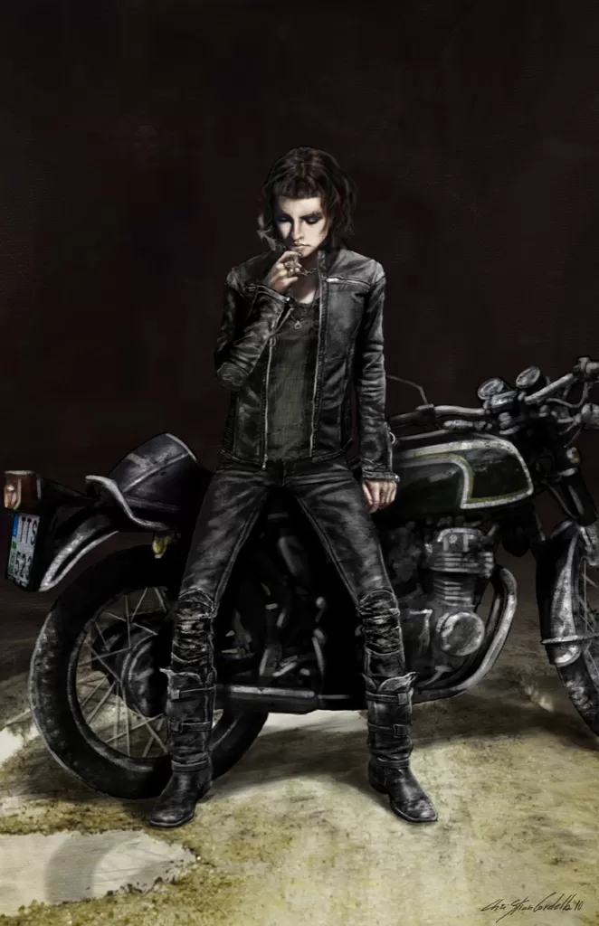 girl with the dragon tattoo motorcycle wallpaper